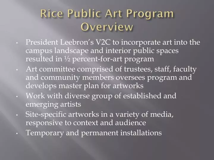 rice public art program overview