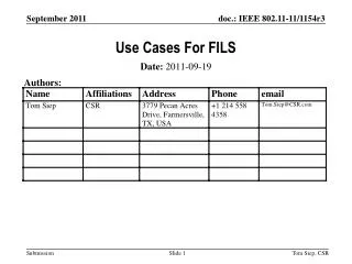 Use Cases For FILS