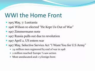 WWI the Home Front