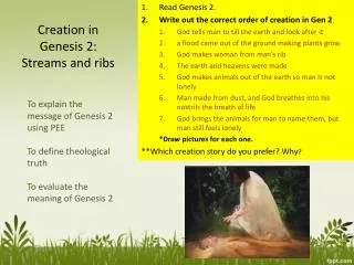 Creation in Genesis 2: Streams and ribs