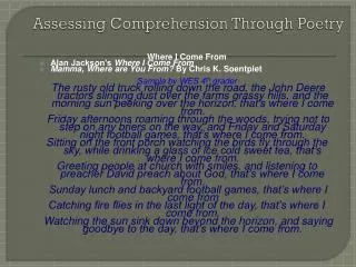Assessing Comprehension Through Poetry