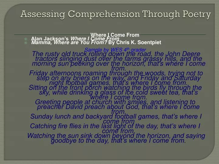 assessing comprehension through poetry