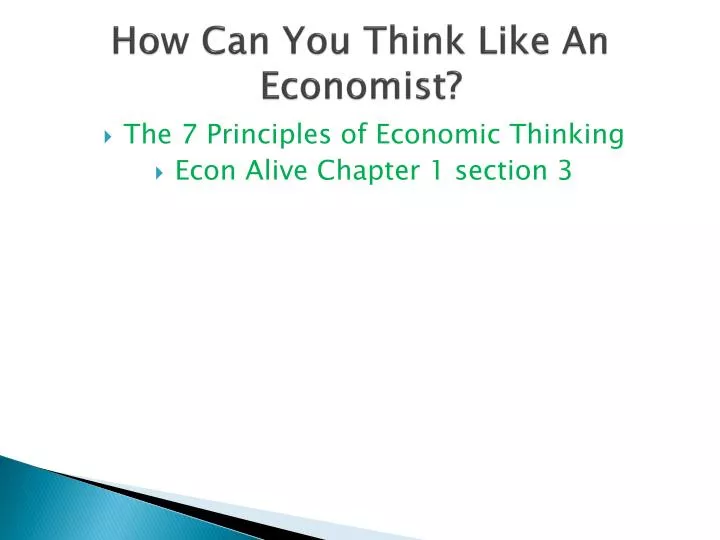 how can you think like an economist