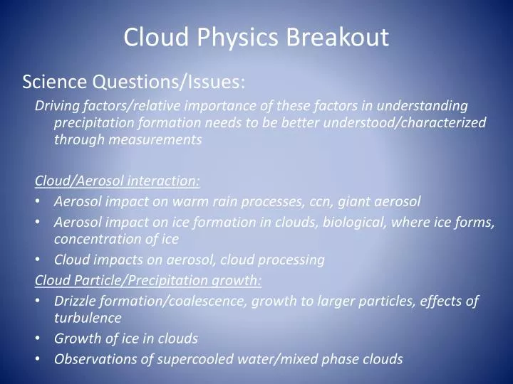 cloud physics breakout