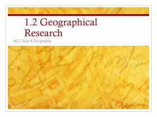 1.2 Geographical Research