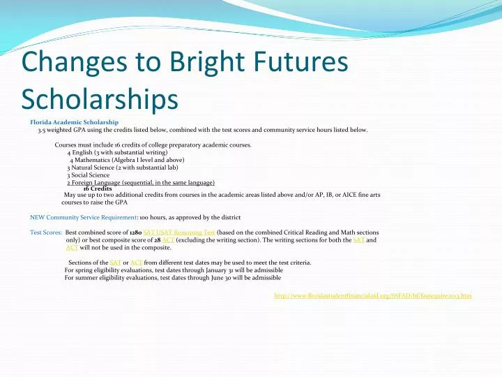 changes to bright futures scholarships