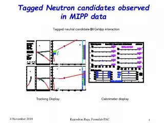Tagged Neutron candidates observed in MIPP data