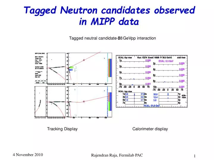 tagged neutron candidates observed in mipp data