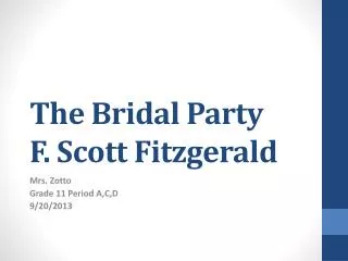 The Bridal Party F. Scott Fitzgerald