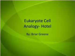 Eukaryote Cell Analogy- Hotel
