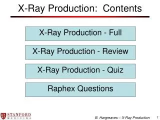 X-Ray Production: Contents