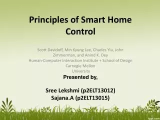 Principles of Smart Home Control