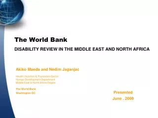 The World Bank DISABILITY REVIEW IN THE MIDDLE EAST AND NORTH AFRICA