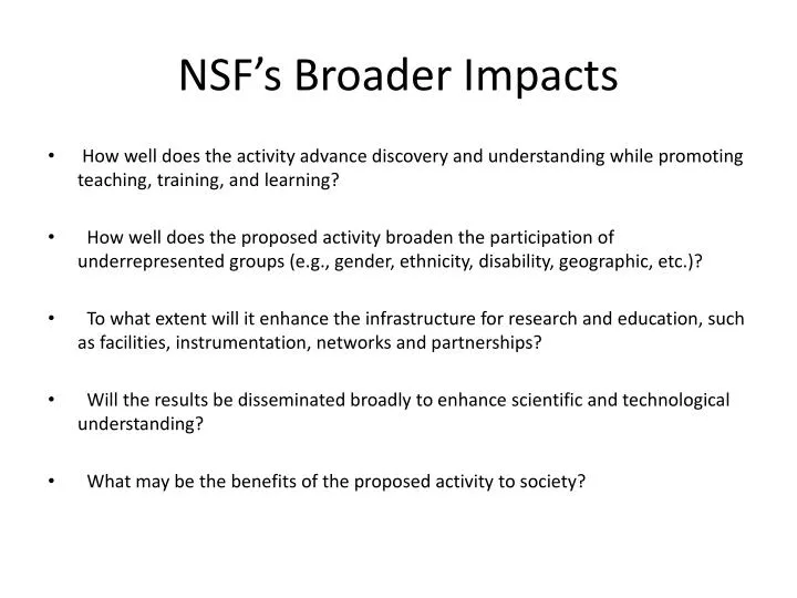 nsf s broader impacts