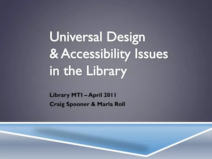 universal design accessibility issues in the library