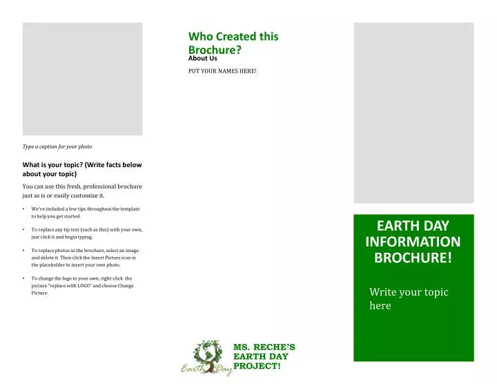 earth day information brochure