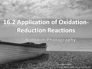 16.2 Application of Oxidation-Reduction Reactions