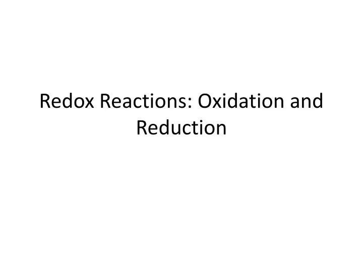 redox reactions oxidation and reduction
