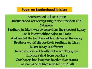 Poem on Brotherhood in Islam