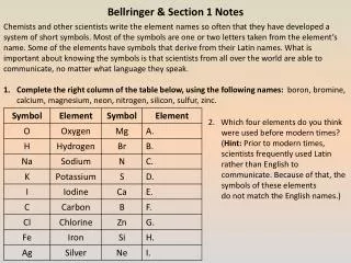 Bellringer &amp; Section 1 Notes