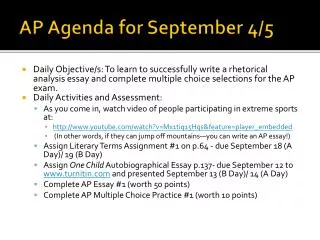 AP Agenda for September 4/5