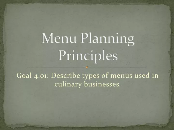 menu planning principles