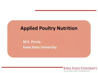 Applied Poultry Nutrition