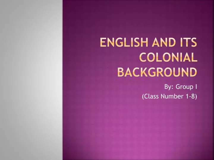 english and its colonial background