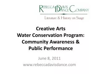 Creative Arts Water Conservation Program: Community Awareness &amp; Public Performance