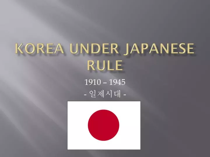 korea under japanese rule