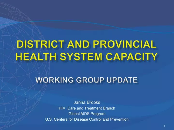 district and provincial health system capacity working group update
