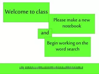 Welcome to class