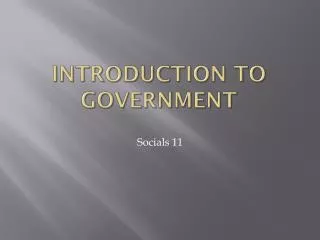 introduction to government