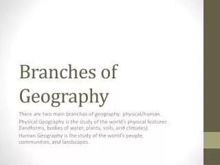 Branches of Geography