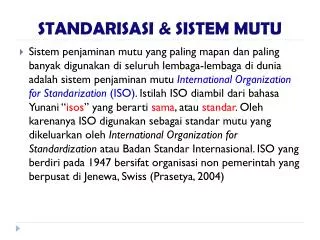 standarisasi sistem mutu