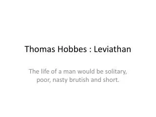 Thomas Hobbes : Leviathan