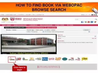 HOW TO FIND BOOK VIA WEBOPAC BROWSE SEARCH