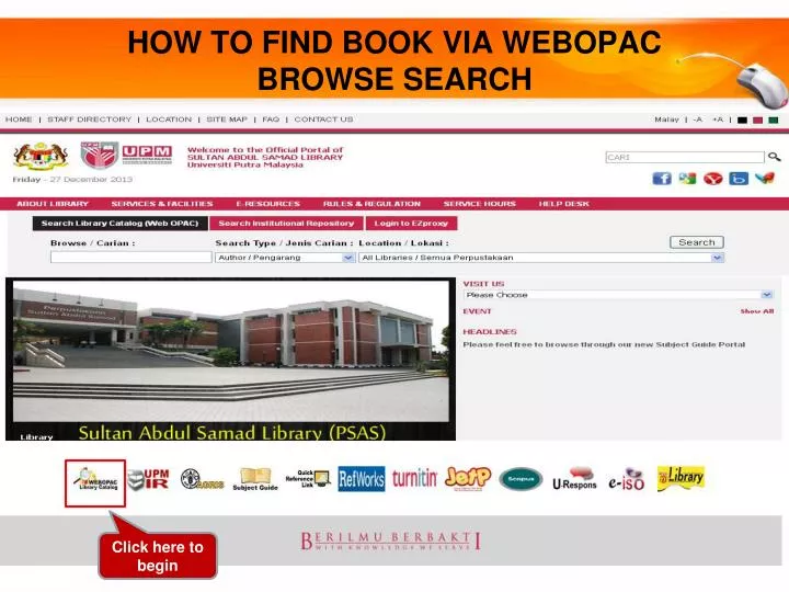 how to find book via webopac browse search