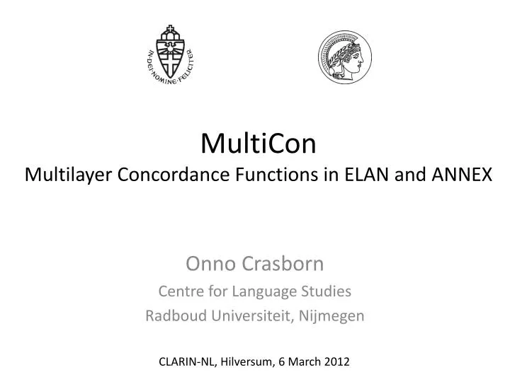 multicon multilayer concordance functions in elan and annex