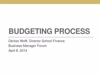 budgeting process