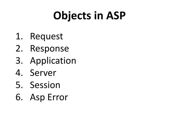 objects in asp