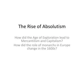 The Rise of Absolutism