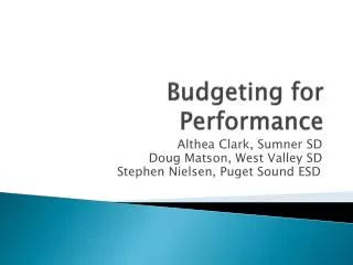 Budgeting for Performance