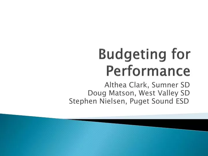 budgeting for performance