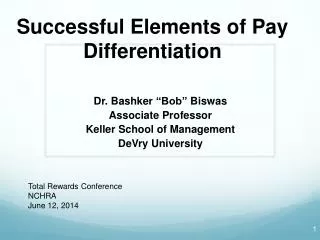 Successful Elements of Pay Differentiation
