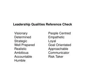 Leadership Qualities Reference Check
