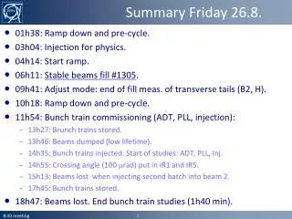 Summary Friday 26.8.