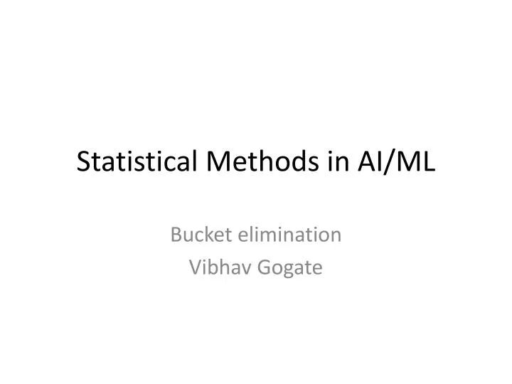 statistical methods in ai ml