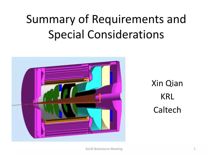 summary of requirements and special considerations