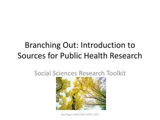 Branching Out: Introduction to Sources for Public Health Research